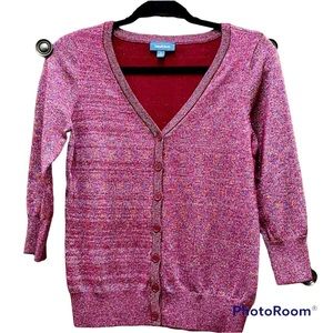 Modcloth Metallic Women’s Cardigan Sweater Charter School Red Medium